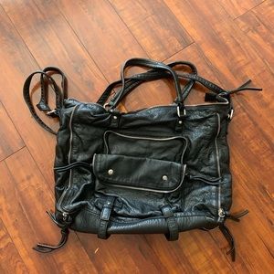 Black faux leather shoulder bag